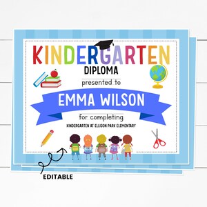 Kindergarten Diploma, Homeschool Diploma, Kindergarten Graduation Certificate, Printable Diploma, Editable