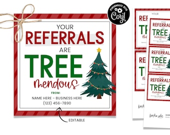 Christmas Referral Tags, Realtor Christmas Tags, Business Referral Gift Tag, Christmas Client Gift, Referral Printable Tag, Realtor Pop By