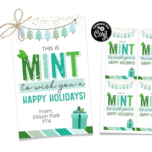 Mint Christmas Gift Tag, Christmas Staff Gift Tag, Gum Tag Christmas, Mint Holiday Tag, Neighbor Gift Tag Christmas, Peppermint Gift Tag