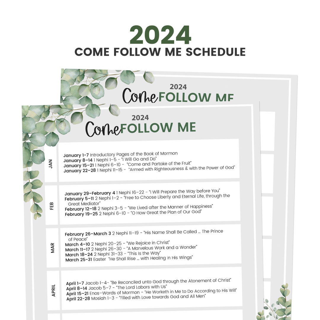 Come Follow Me 2024 Schedule, Book of Mormon Reading Chart, LDS Book of