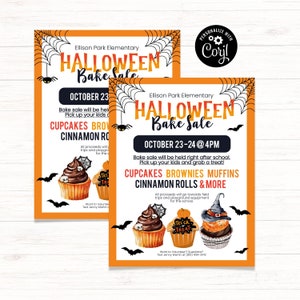 Halloween Bake Sale Flyer, Halloween School Event, Halloween School Fundraiser, Flyer for Bake Sale, Halloween Event, School Flyer Template image 6