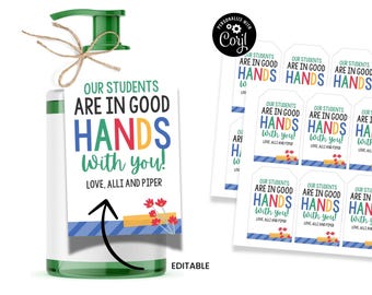 Hand Soap Tag, Hand Sanitizer Thank You, Teacher Appreciation Tag, Teacher Appreciation Week, Teacher Thank You Tag, Hands Down Best Teacher