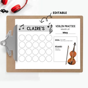 Violin Practice Chart, Printable Practice Log, Violin Practice Tracker