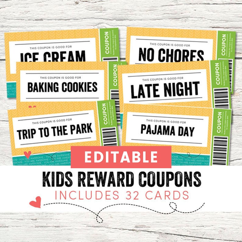 Kids Reward Coupons | Printable Love Coupons | Coupons for Kids | 