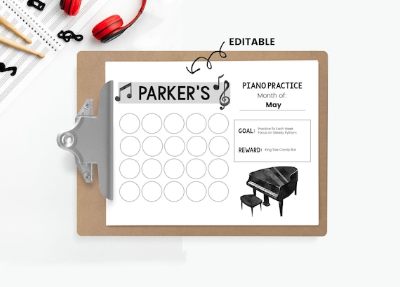 Piano Practice Chart Printable Practice Log Piano Practice - Etsy