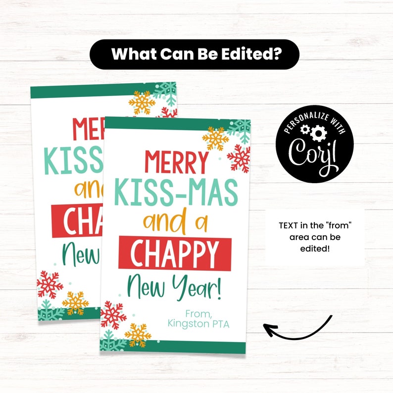 Étiquette cadeau de Noël Chapstick, Joyeux Kissmas et Chappy New Year, Étiquette cadeau de baume à lèvres, Idées cadeaux pour enseignants de Noël, Étiquette cadeau de Noël LDS image 4