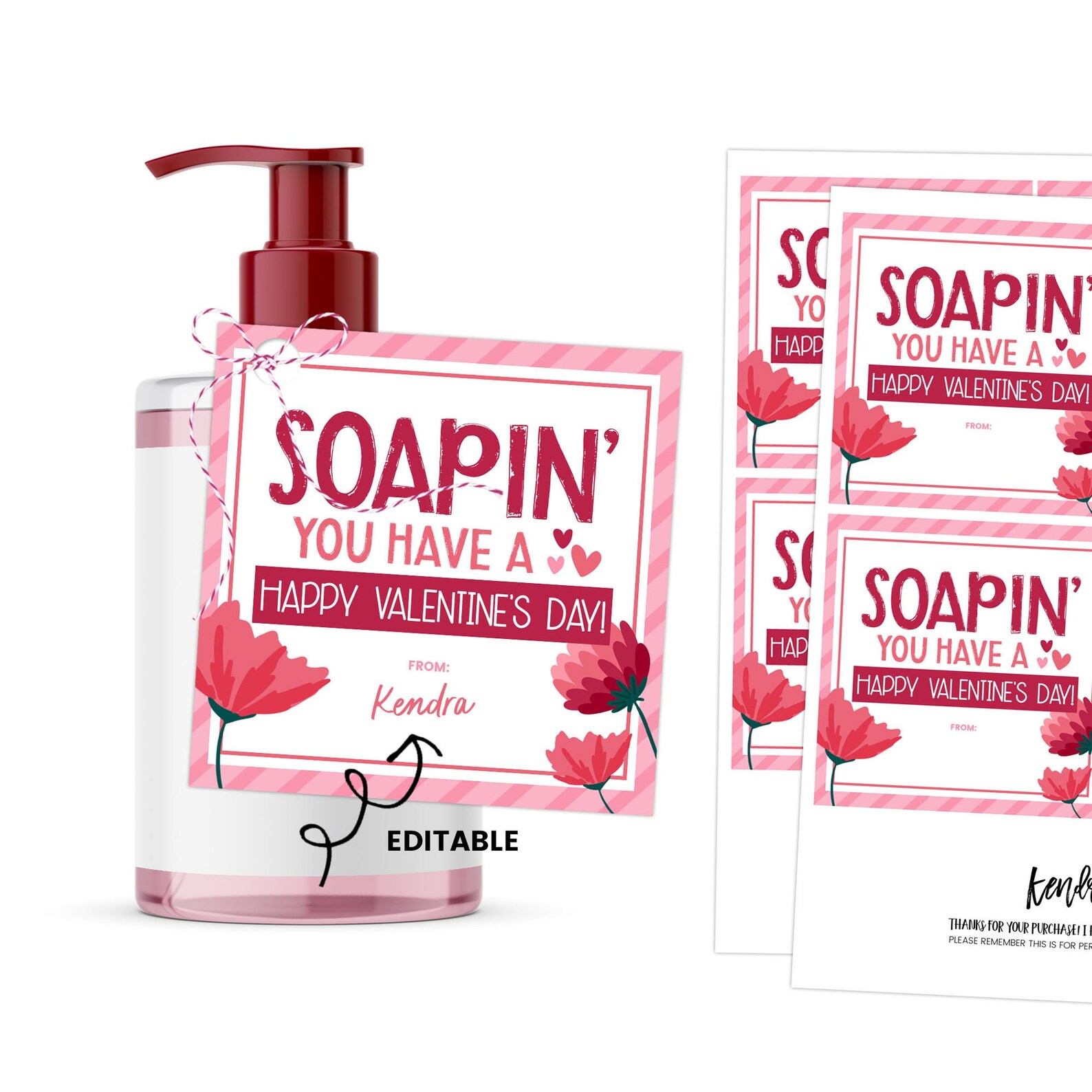 Hand Soap Gift Tag Valentines Soap Tag Teacher Valentine Etsy