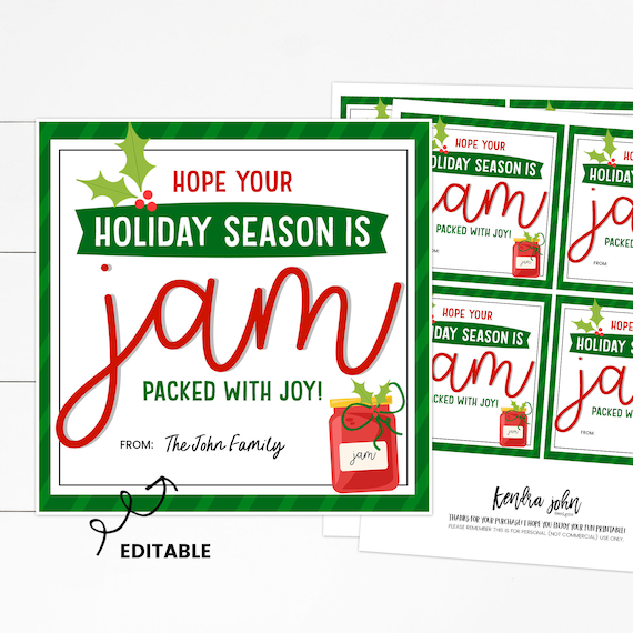 Jam Gift Tag Neighbor Christmas Gift Neighbor Gift Etsy