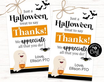Halloween Thank You Tag, Halloween Appreciation Gift, Teacher Halloween Gifts, Halloween Employee Gift Printable, October Treats for Teacher