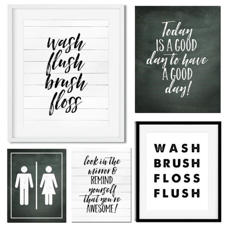 Bathroom Art Prints 8x10 Black and White Etsy