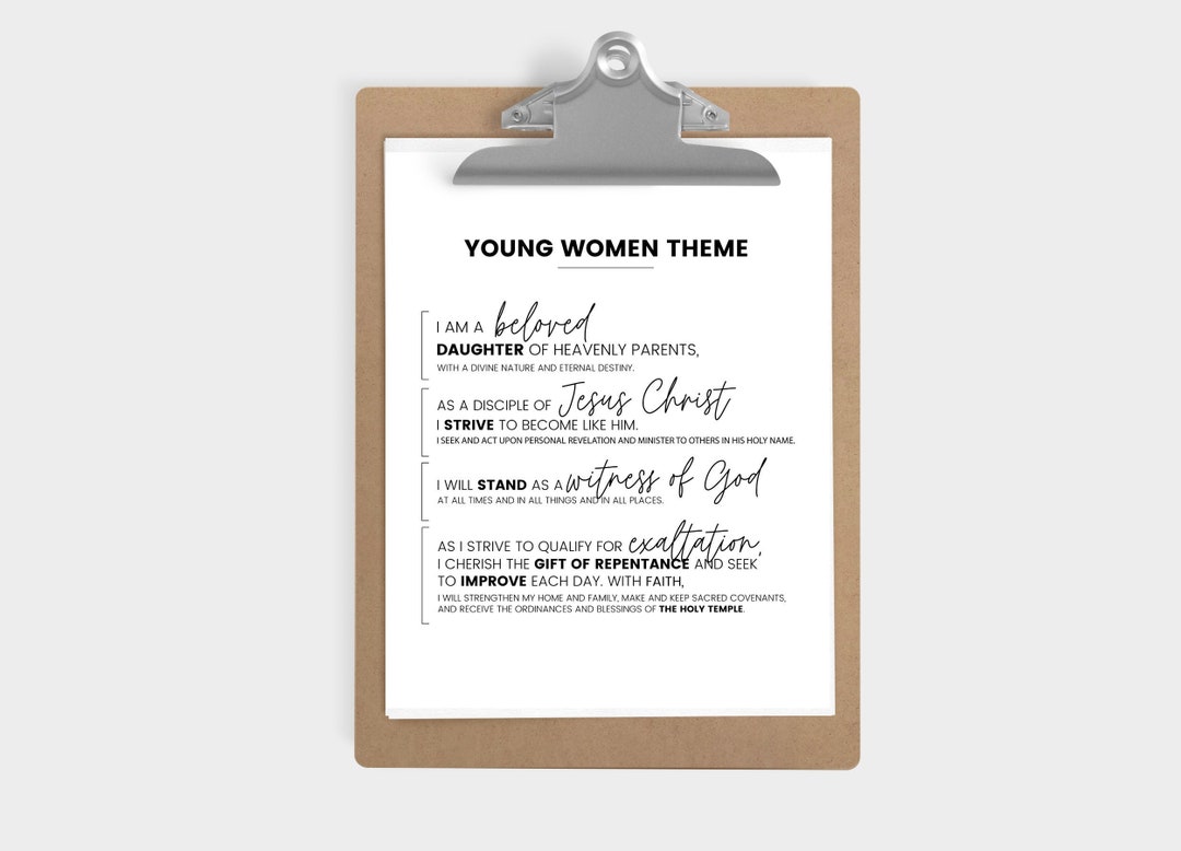 Young Women Theme, Printable YW Theme, YW Theme Poster, Young Women ...