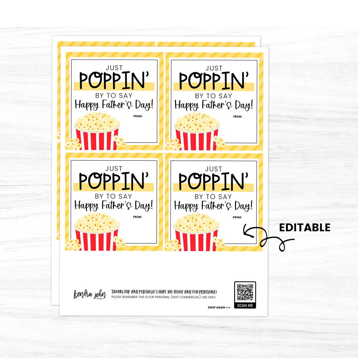 Fathers Day Popcorn Tag Fathers Day Handout Fathers Day Gift Etsy