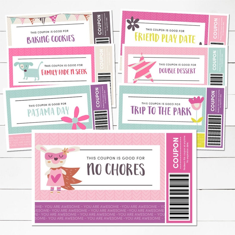 Kids Reward Coupons Love Coupons Instant Download Printable image 2