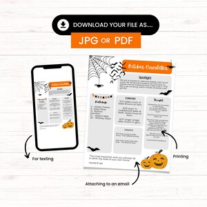 October Newsletter Template, Relief Society Newsletter Template, Monthly Newsletter, Church ...