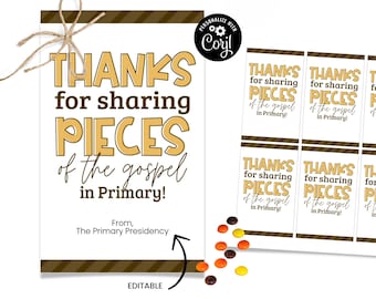 Pieces Teacher Tag, Primary Teacher Thank You, Primary Teacher Appreciation, LDS Primary Gift Ideas, Printable Primary Gift Tag