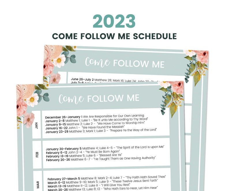 Come Follow Me 2023 Schedule New Testament Study Guide LDS Etsy