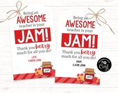 Jam Teacher Tag, Jam Gift Tag, Teacher Thank You Tag, Teacher Appreciation Printable, Teacher Gift Ideas, End of School Gift Tags, Corjl Tag