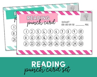 Reading Punch Card, Homework Punch Card, Reading Log