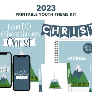 LDS Youth Theme 2023, All Things Through Christ, Youth Theme Poster, YW Theme 2023, Philippians 4 13, YW Bulletin Board, Young Women Theme