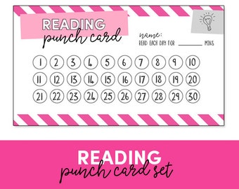 Reading Punch Card - Reward Chart - Homeschool - Reading Log