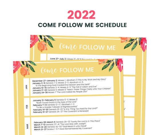 2022 Primary Schedule 2022 Come Follow Me Come Follow Me Schedule Old Testament | Etsy Ireland