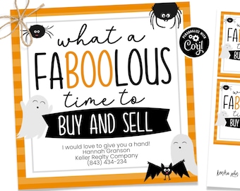 Real Estate Marketing Halloween, Halloween Realtor Pop By, Halloween Realtor Tag, Faboolous Gift Tag, Printable Halloween Realtor Tag, Corjl