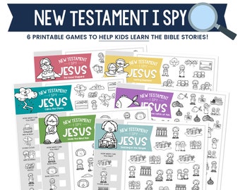 New Testament I Spy, Bible I Spy, Sunday School Game, Kids Bible Study, Sunday School Printable, Bible Activity Page, Stories of Jesus,