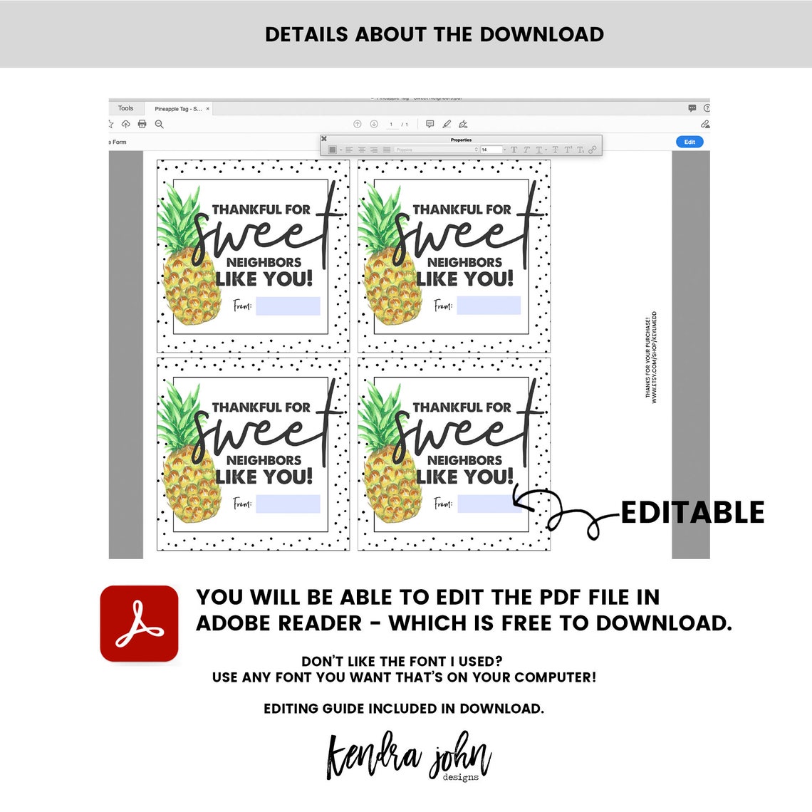 Printable Thank You Tag Pineapple Gifts Pineapple Thank You | Etsy