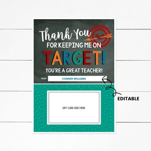 On Target Printable, Teacher Appreciation Gift Card Holder, Teacher Appreciation Printable, Teacher Thank You Tags, Printable Teacher Gift,