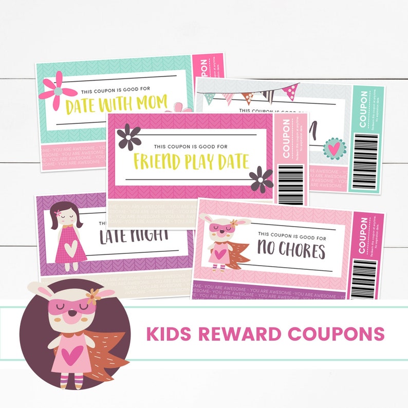 Kids Reward Coupons Love Coupons Instant Download Printable image 1