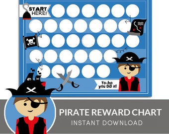 Pirate - Kids Reward Chart - Instant Download