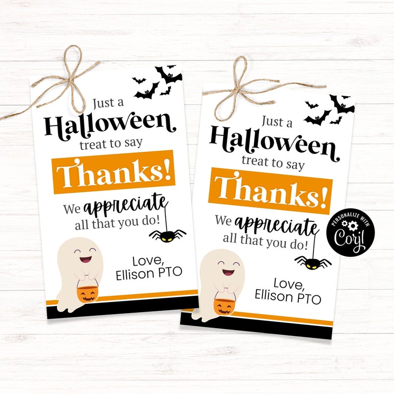 Halloween bedankje, Halloween waardering cadeau, leraar Halloween geschenken, Halloween werknemer cadeau afdrukbaar, oktober traktaties voor leraar afbeelding 4