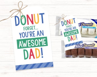 Fathers Day DonutTag, LDS Fathers Day Gift, Fathers Day Handout, Father Day Gift Church, Fathers Day Favor, Fathers Day Bulk Gift, Printable