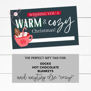 Hot Chocolate Gift Tag, Christmas Neighbor Gift, Blanket Gift Tag, Christmas Tag for Teacher, Christmas Gift Treat Tag, Warm and Cozy, image 3
