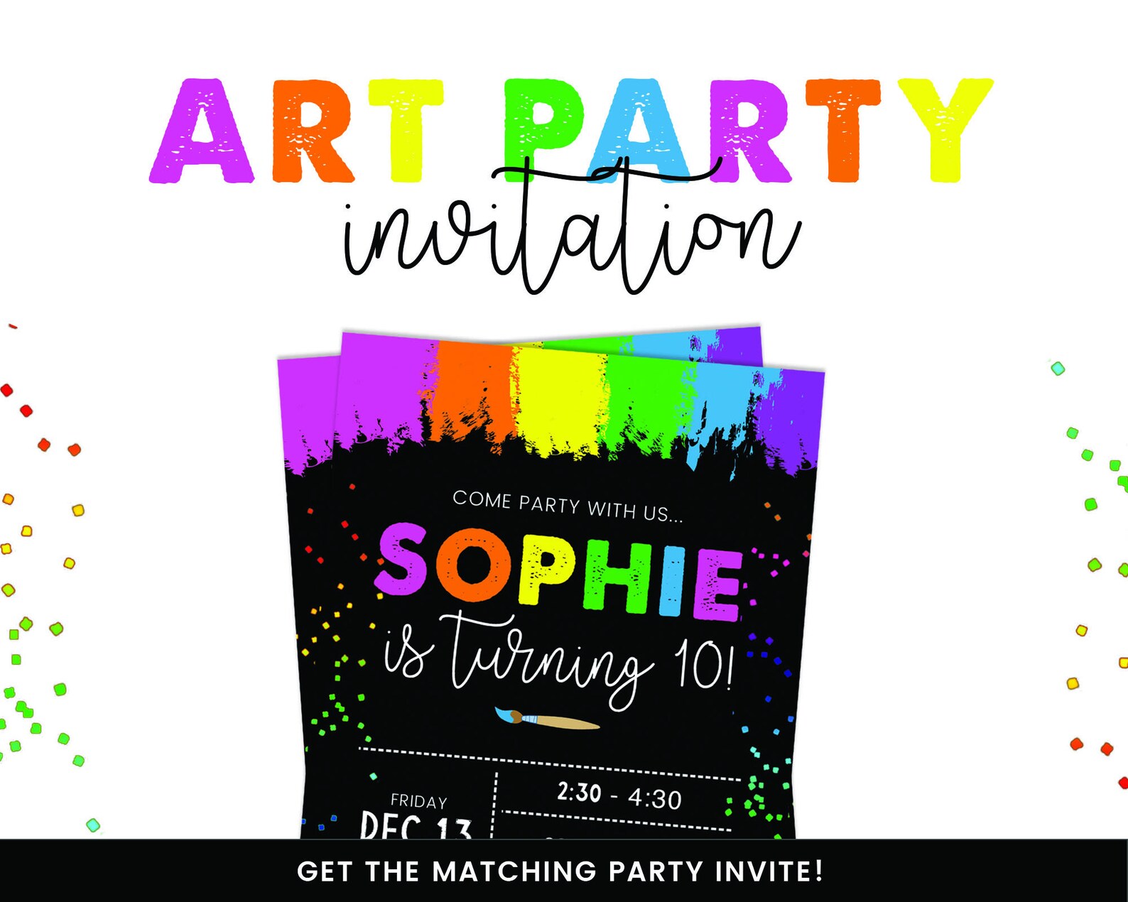 Paint Party Cupcake Topper Printable Paint Party Invitation Etsy