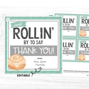Cinnamon Roll Thank You, Thank You Gift Tags, Printable Thank You Tag, Treat Thank You, Teacher Cinnamon Roll Tag, Neighbor Thank You,