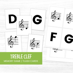 Jeu de mémoire de note de musique, cartes mémoire de musique, cartes mémoire de lecture de note, notes de musique de piano, carte mémoire de violon, nom de note imprimable