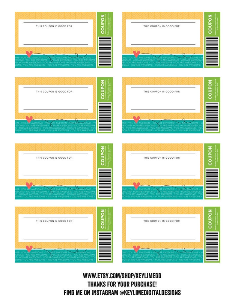 Free Printable Reward Coupons Kids