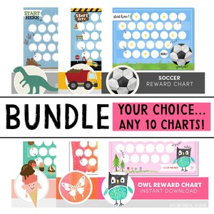 MEGA Kinder Belohnung Diagramm BUNDLE! - Chore Chart für Kinder - Verantwortungsdiagramm - Töpfchentraining