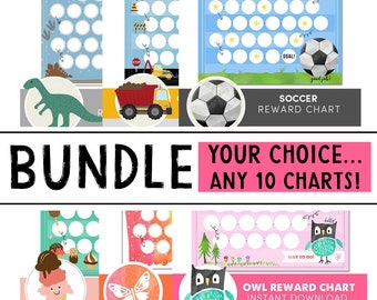 MEGA Kids Reward Chart BUNDLE! - Chore Chart for Kids - Responsibility Chart - Potty Training