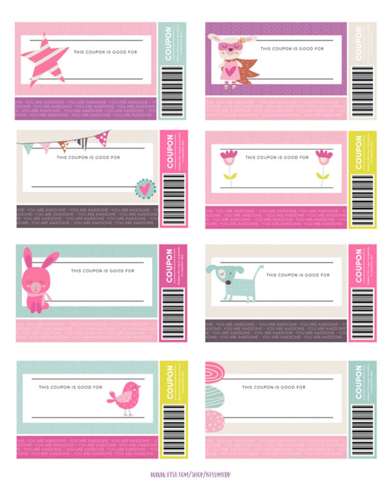 Kids Reward Coupons Love Coupons Instant Download Printable image 7