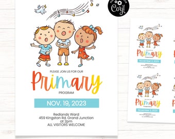 Primary Program Invite, Primary Presentation Invitation, LDS Primary Printable, Primary Program 2023,  Primary Program Poster, Singing Time