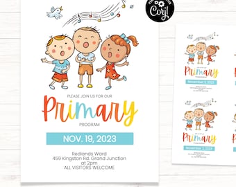 Primary Program Invite, Primary Presentation Invitation, LDS Primary Printable, Primary Program 2023,  Primary Program Poster, Singing Time
