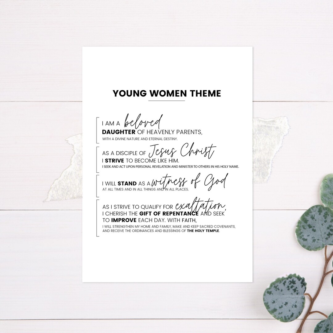 Young Women Theme, Printable YW Theme, YW Theme Poster, Young Women ...