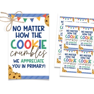Cookie Primary Tag, Primary Teacher Thank You, Primary Teacher Appreciation, LDS Primary Gift Ideas, Printable Primary Gift Tag