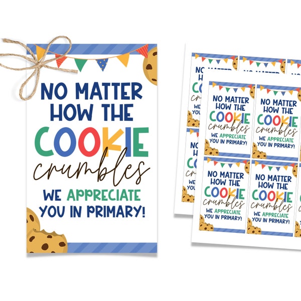 Cookie Primary Tag, Primary Teacher Thank You, Primary Teacher Appreciation, LDS Primary Gift Ideas, Printable Primary Gift Tag