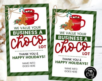 Hot Chocolate Business Thank You, Christmas Client Gift, Holiday Realtor Referral Printable,