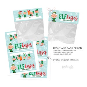 Elf Kisses, Christmas Elf, Elf Treat Bag, Elf Treats, Elf Printable, Elf Bag Topper, Christmas Treat Bag, image 3