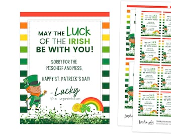 Leprechaun Note, Letter from Leprechaun, Printable Leprechaun Note, St. Patricks Day Letter, Leprechaun Visit, St. Patricks Day for Kids