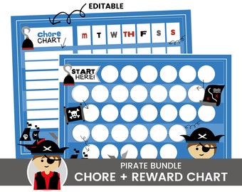 Pirate Reward Chart, Chore Chart, Kids Reward Chart, Daily Job Chart